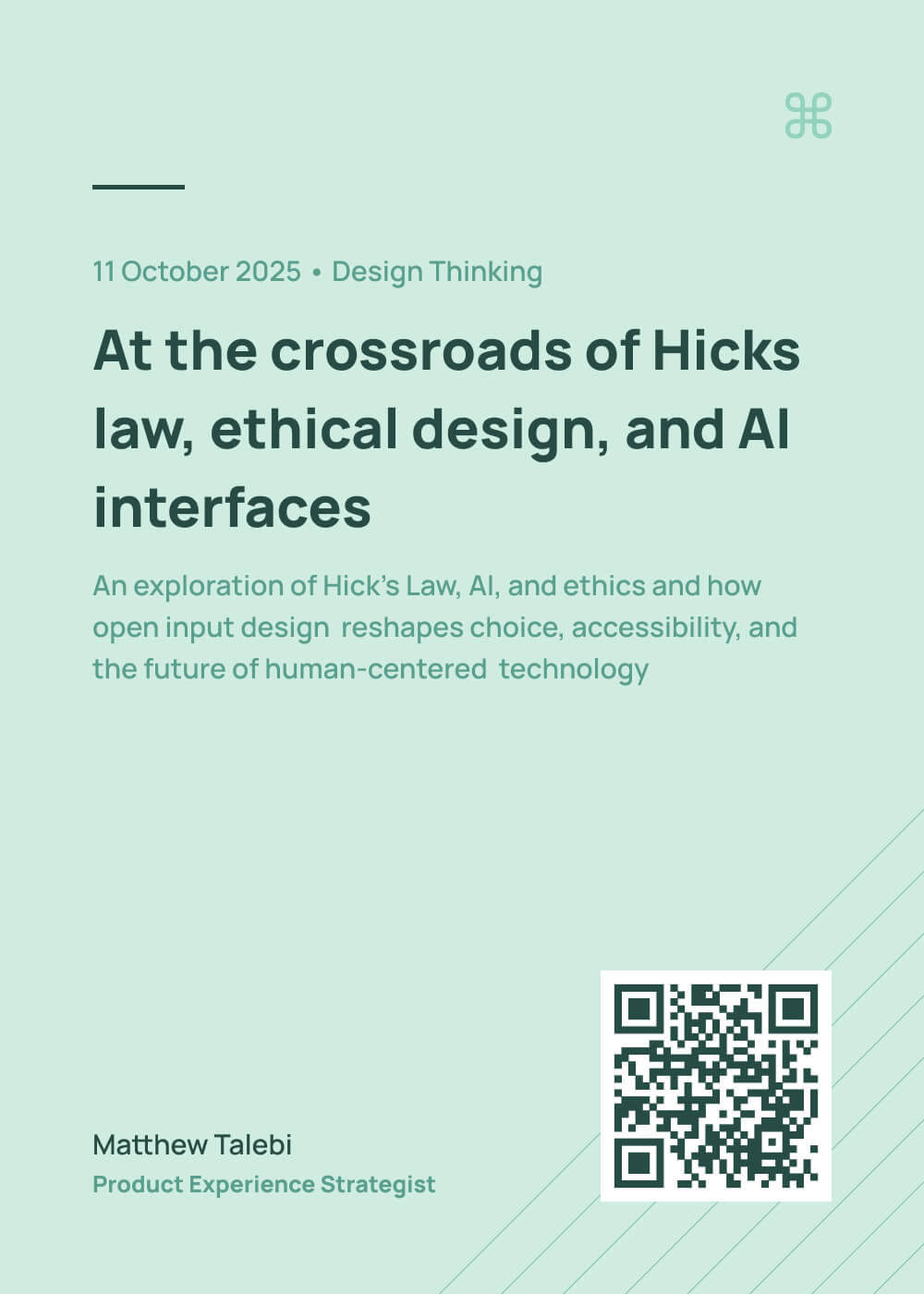 At the crossroads of Hicks law, ethical design, and AI interfaces - An exploration of Hick’s Law, AI, and ethics and how open input design reshapes choice, accessibility, and the future of human-centered technology.