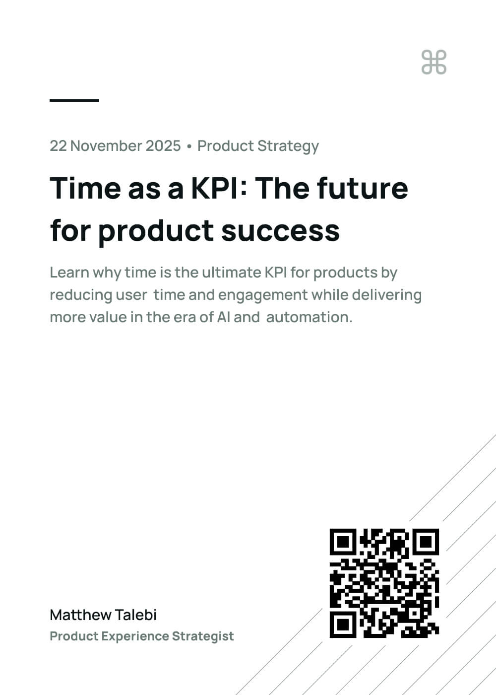 Time as a KPI: The future for product success. Learn why time is the ultimate KPI for products by reducing user  time and engagement while delivering more value in the era of AI and  automation.