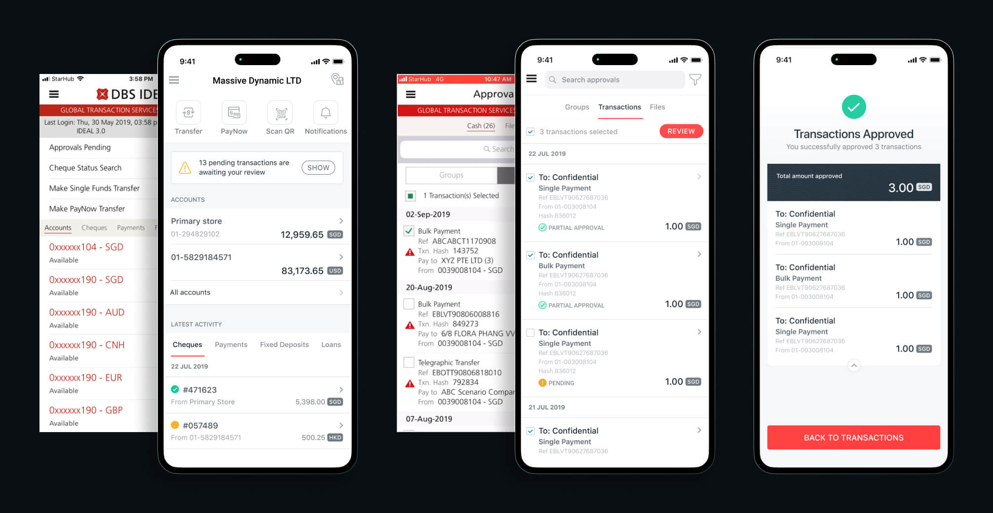 Before and after of some mobile screens
