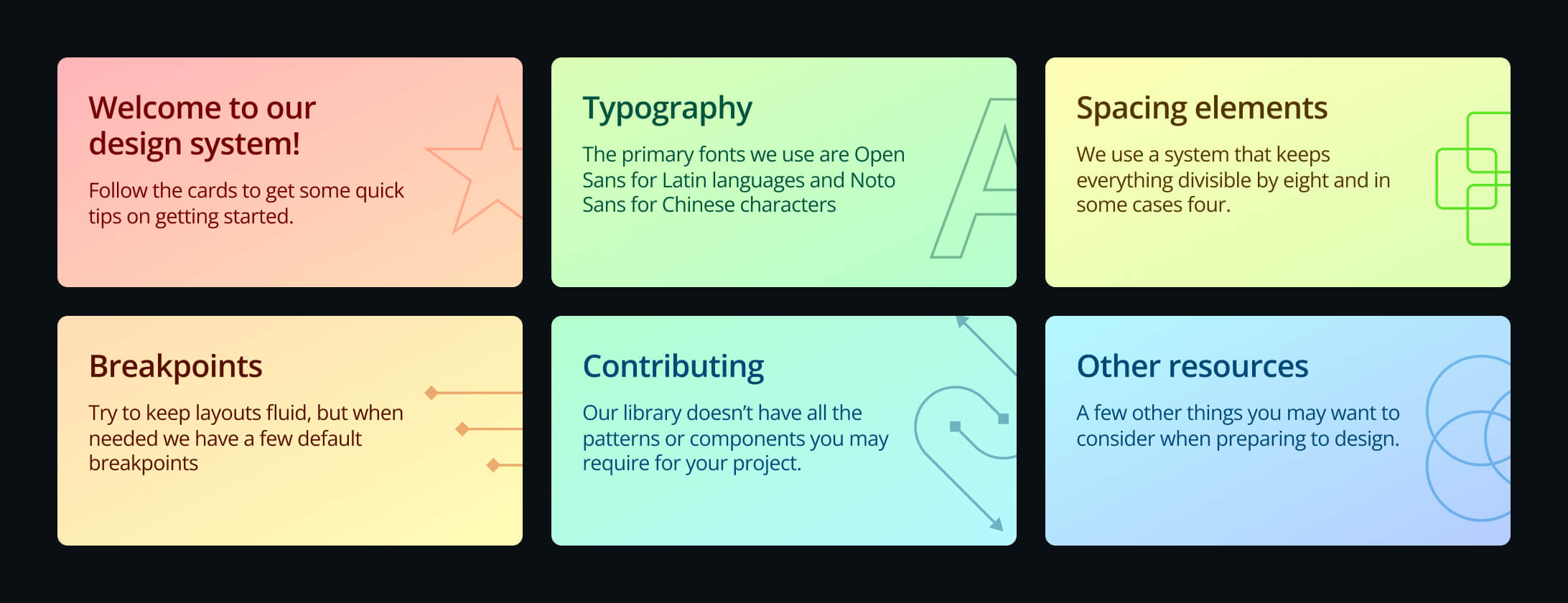 Onboarding tiles found in figma